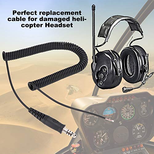 Tyenaza Coiled Cord, Helicopter Headset Cable, Headset Cable Adapter, DIY Replacement Cable Spring Adapter Cord for Helicopter Headset U-174/U Military Connector