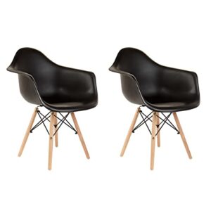 +gardenlife | eames nordic chair mid century design dining plastic armchair | set of 2 | black