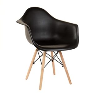 +gardenlife | Eames Nordic Chair Mid Century Design Dining Plastic Armchair | Set of 2 | Black