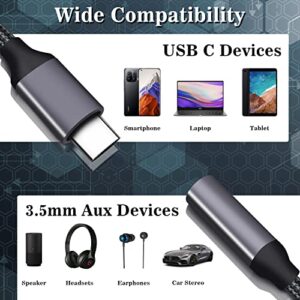 USB C to 3.5mm Headphone Adapter for Samsung S23 S22 Ultra S21 S20 FE Galaxy A53 5G, DAC Chip USB C Audio Adapter USB Type C to Aux Dongle Converter for Oneplus 10 Pro 9 8T Pixel 7 6A 5 iPad Pro Grey