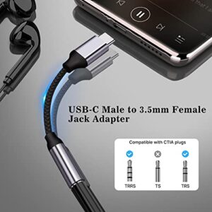 USB C to 3.5mm Headphone Adapter for Samsung S23 S22 Ultra S21 S20 FE Galaxy A53 5G, DAC Chip USB C Audio Adapter USB Type C to Aux Dongle Converter for Oneplus 10 Pro 9 8T Pixel 7 6A 5 iPad Pro Grey