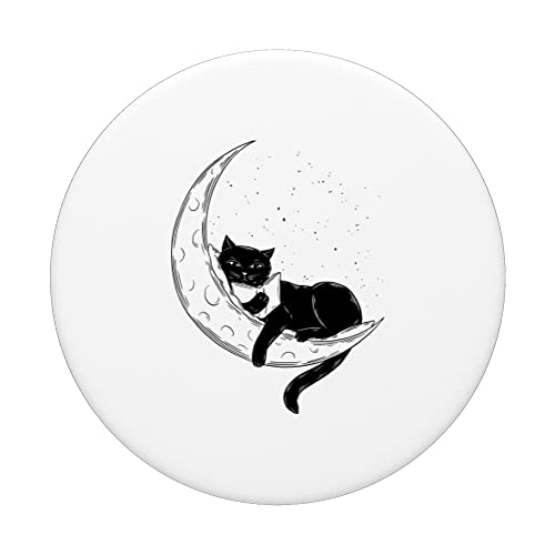 Black Cat Moon Reading Book PopSockets Swappable PopGrip