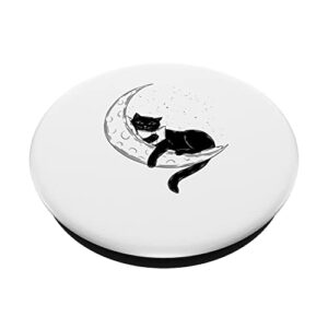 Black Cat Moon Reading Book PopSockets Swappable PopGrip