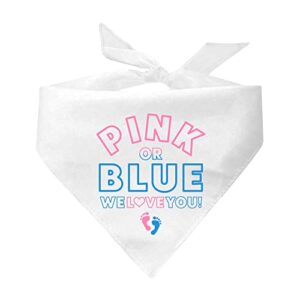 pink or blue we love you baby announcement/gender reveal dog bandana (white, os 824)