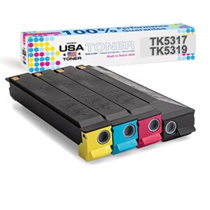 made in usa toner compatible replacement for kyocera tk-5317, taskalfa 408ci, 508ci, copystar cs408ci, cs508ci, tk-5319 (cyan, magenta, yellow, black, 4 cartridges)