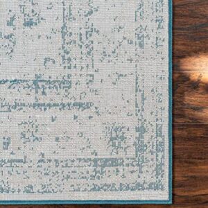 Rugs.com Monte Carlo Collection Rug – 5' x 8' Blue Medium Rug Perfect for Living Rooms, Large Dining Rooms, Open Floorplans