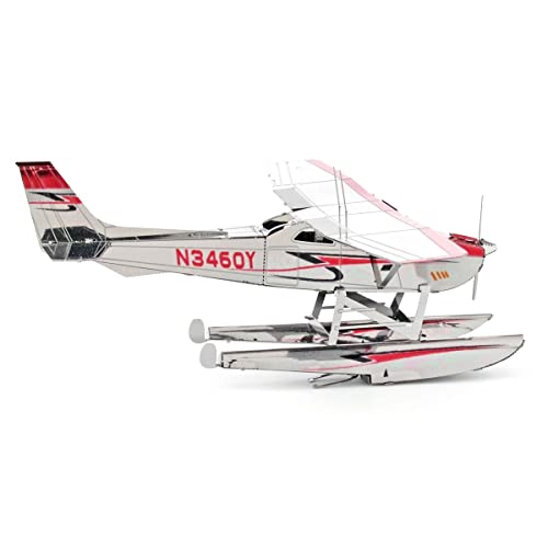 Metal Earth Fascinations Cessna 182 Floatplane 3D Metal Model Kit Bundle with Tweezers