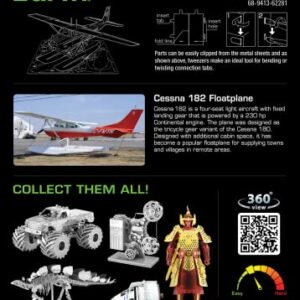 Metal Earth Fascinations Cessna 182 Floatplane 3D Metal Model Kit Bundle with Tweezers