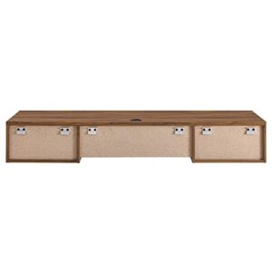 Modway Render 60" Mid-Century Modern Wall-Mount Office Desk in Walnut