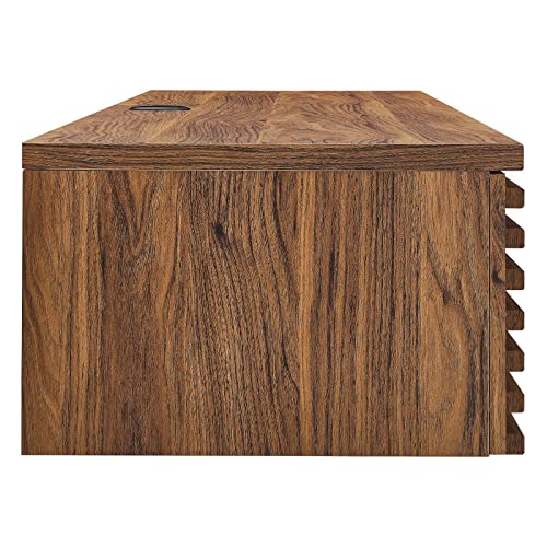 Modway Render 60" Mid-Century Modern Wall-Mount Office Desk in Walnut