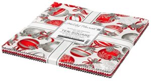 holiday flourish 15 2021 scarlet ten square 42 10-inch squares layer cake robert kaufman ten-1088-42