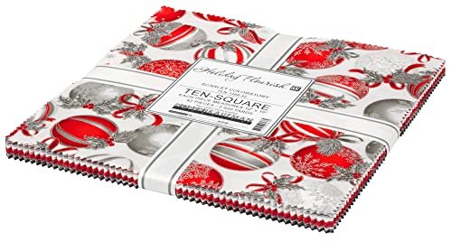 Holiday Flourish 15 2021 Scarlet Ten Square 42 10-inch Squares Layer Cake Robert Kaufman TEN-1088-42