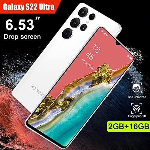 Unlocked Smartphones, 5G Android Smart Phone HD Full Screen Phone, Dual SIM Unlocked Cell Phone, 2+16G RAM, Long Battery Life, 6.53-inch Water Drop Screen Touch Screen Mobile Cell Phone (White)