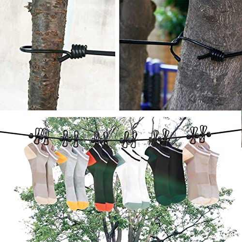 Zhoudafu 4 Pack Portable Travel Clothesline with 12 Clothespins, Windproof Clothing line with 12 Clothes Clips for Indoor Laundry&Balcony Clothes Drying line, Outdoor Camping Accessories (Purple)