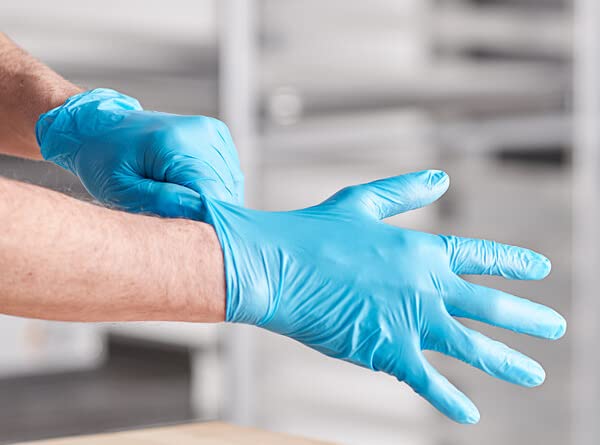 LW Concept Blue Vinyl Exam Gloves for Medical/Food Safe/Cleaning/Handling Use Multipurpose Latex & Powder Free, 4.5 mil (LW4002, Medium)