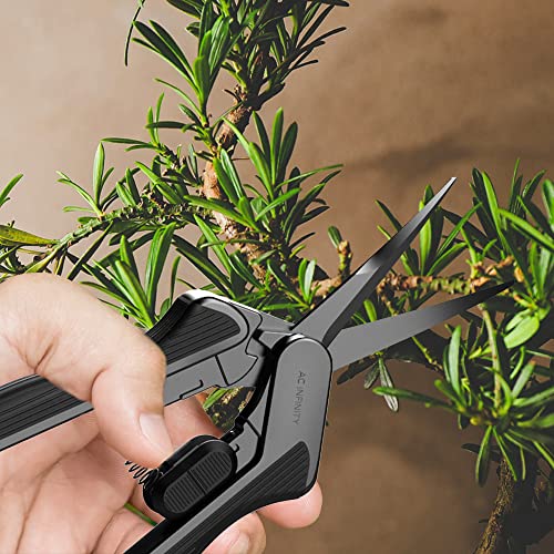 AC Infinity 6.6” Stainless Steel Curved Pruning Shear, Lightweight Ergonomic Design, Curved Precision Blades with Nonstick Titanium Coating for Gardening, Hydroponics, Grow Tents