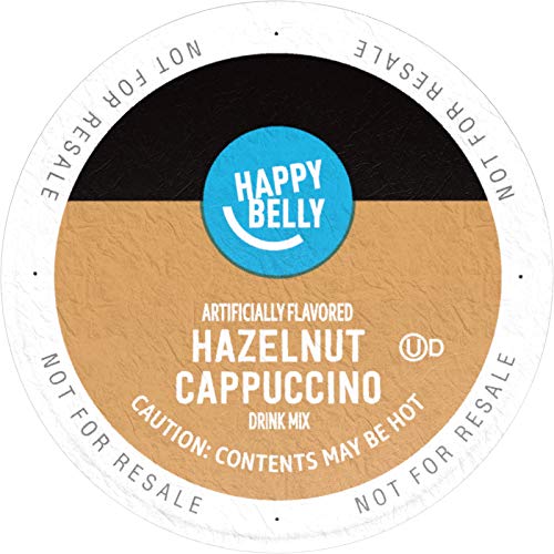 Amazon Brand - Happy Belly Light Roast Cappuccino Coffee Pods, Hazelnut Flavored, Compatible with K-Cup Brewers, 24 Count