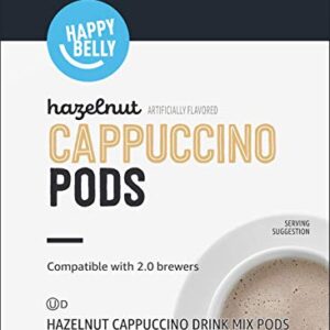 Amazon Brand - Happy Belly Light Roast Cappuccino Coffee Pods, Hazelnut Flavored, Compatible with K-Cup Brewers, 24 Count