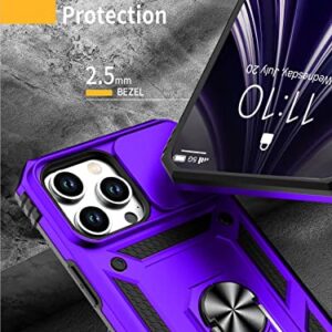 Moofel for iPhone 13 Pro Max Case with 2 Pack Tempered Glass Screen Protector Duty Protective Camera & Kickstand 【Military Grade】 Heavy Cover for iPhone 13 Pro Max 6.7 Inch (Purple)