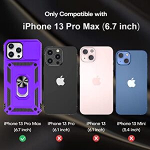 Moofel for iPhone 13 Pro Max Case with 2 Pack Tempered Glass Screen Protector Duty Protective Camera & Kickstand 【Military Grade】 Heavy Cover for iPhone 13 Pro Max 6.7 Inch (Purple)