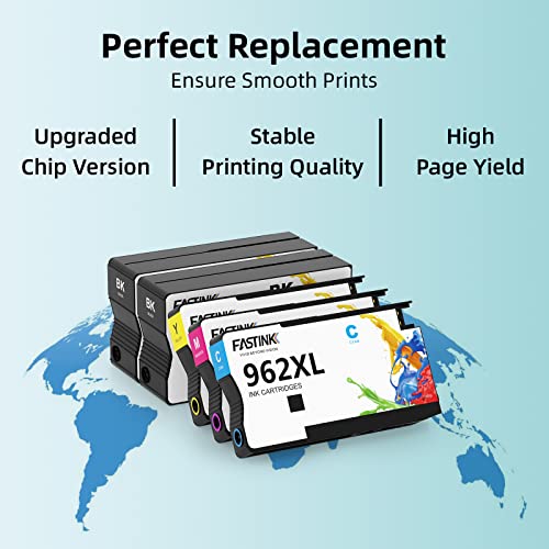 Compatible 962XL Ink Cartridges Combo Pack | High Yield | with Upgraded Chips | Replacement for HP Officejet Pro 9015e 9025e 9018e 9018 9010 9025 9015 9020 Printer Ink,4 Pack