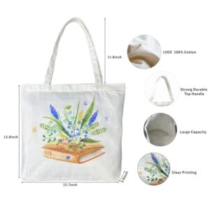 Lioying Canvas Tote Bag for Women, Reusable Grocery Bags Cute Tote Shoulder Bag Personalized Gifts with Zipper for Women Girl