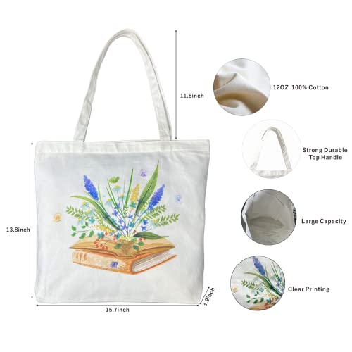 Lioying Canvas Tote Bag for Women, Reusable Grocery Bags Cute Tote Shoulder Bag Personalized Gifts with Zipper for Women Girl