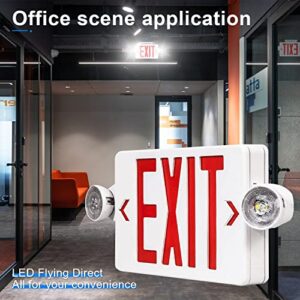 LED Exit Sign with Emergency Light, Red Exit Sign Light with 90 Minute Battery Backup, Red Letter Emergency Exit Sign Light with Two Adjustable Heads, AC 120-277V, UL Listed (1-Pack)