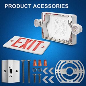 LED Exit Sign with Emergency Light, Red Exit Sign Light with 90 Minute Battery Backup, Red Letter Emergency Exit Sign Light with Two Adjustable Heads, AC 120-277V, UL Listed (1-Pack)