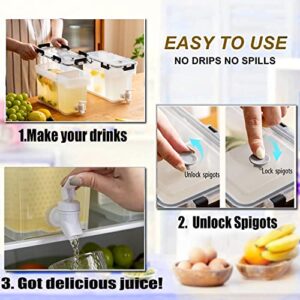 Plastic Drink Dispenser With Spigots, 0.92 Gallon Fridge Beverage Dispensers,3.5L Iced Juice Lemonade Container For Famaily Party Daily Use, Durable Pitcher for Refrigerator Water Kettle