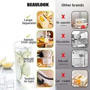 Plastic Drink Dispenser With Spigots, 0.92 Gallon Fridge Beverage Dispensers,3.5L Iced Juice Lemonade Container For Famaily Party Daily Use, Durable Pitcher for Refrigerator Water Kettle