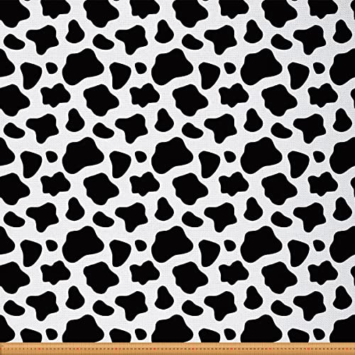 Cow Print Fabric by The Yard,Farmhouse Animal Skin Fabric for Upholstery and Home DIY Projects,Classic Milk Cow Decor Black and White Fabric,1 Yard