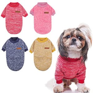 kooltail dog sweater winter clothes 4 pack - 4 colors soft and warm suitable for tiny small medium dogs puppy pet fall sweaters fashionable
