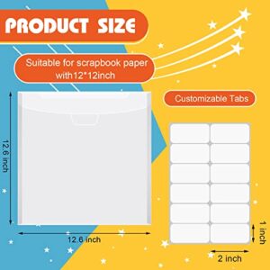 24 Pcs 12 x 12 Paper Storage Organizer Scrapbook Paper Holder Clear Loading Files Plastic Paper Holder with 3 Sheets Clear PVC Customizable Tabs for Scrapbook Paper, Vinyl Paper, Photos