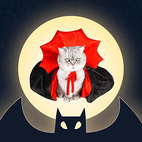 Dog Cape Costume - Pet Halloween Costumes Cat Vampire Cloak, Dog Witch Clothes for Small Medium Dogs Cats Puppy, Funny Dog Cosplay Dress Wizard Outfit, Dog Mantle Apparel for Halloween Party