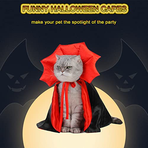 Dog Cape Costume - Pet Halloween Costumes Cat Vampire Cloak, Dog Witch Clothes for Small Medium Dogs Cats Puppy, Funny Dog Cosplay Dress Wizard Outfit, Dog Mantle Apparel for Halloween Party