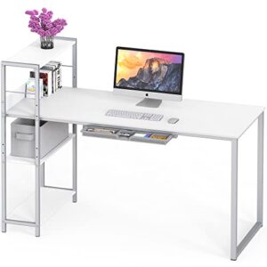shw 46-inch mission desk with side shelf, white