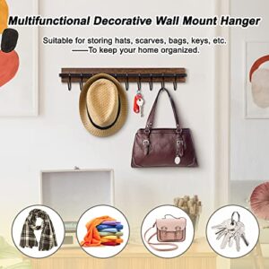 Yiiwinwy Hat Rack for Wall Baseball Caps Organizer Wall-Mounted Hat Hanger Set of 2, Retro Wooden Hat Organizer for Door Closet, Cowboy Hats Holder Bedroom Entryway Storage Racks with 20 Hooks(Brown)