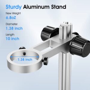 10 Inch Digital Microscope Stand OBR01, Universal Adjustable Base Stand Holder Desktop Support Bracket for Max 1.38" Diameter, Opqpq Aluminum Alloy Microscope Magnifier Loupe Bracket