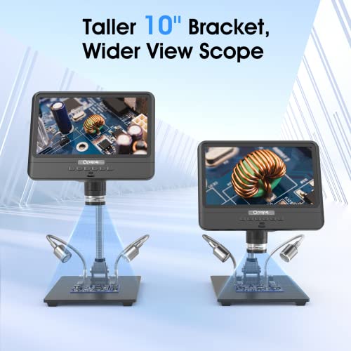 10 Inch Digital Microscope Stand OBR01, Universal Adjustable Base Stand Holder Desktop Support Bracket for Max 1.38" Diameter, Opqpq Aluminum Alloy Microscope Magnifier Loupe Bracket