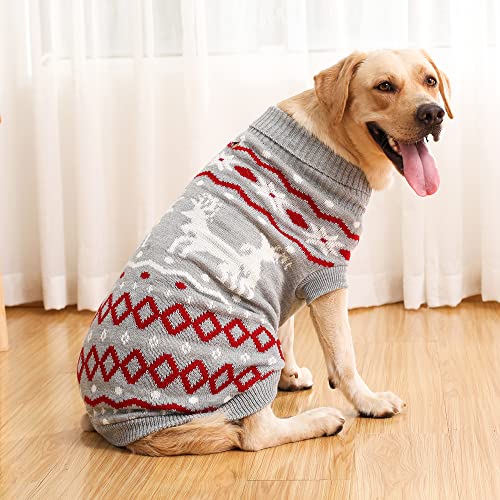 ZIFEIPET Dog Sweater Classic Christmas Sweater Turtleneck Warm Knitwear Pet Winter Clothes for Large Dogs