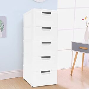 AKaSping Plastic Dresser for Bedroom 5 Drawer Dresser Organizer Modern Vertical Clothing Storage Cabinet Tall Storage Tower for Home Living Room Kid Room Entryway Hallway Nursery Office