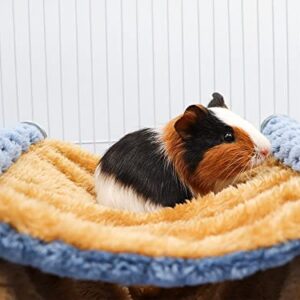 Fleece Winter Warm Rat Hammock, Double Layer Hanging Birds Nest Bed with Warm Fleece, Bird Cage Stand Perch, Hideaway Cave Bed Tent, Sleep Bed Cage Accessories for Rat Guinea Pig Chinchilla (Blue)