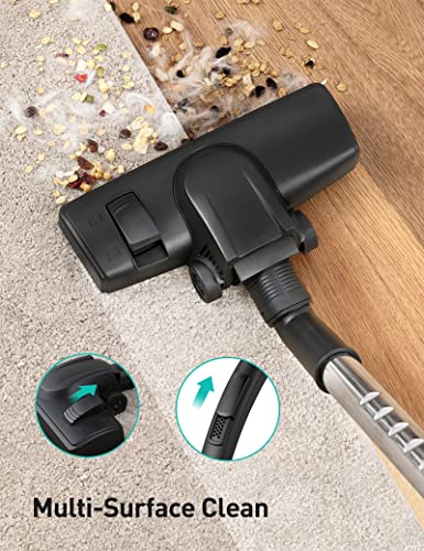 Aspiron Canister Vacuum Cleaner, 1200W Lightweight Bagless Vacuum Cleaner, 3.7QT Capacity, Automatic Cord Rewind, 5 Tools, HEPA Filter, Pet Friendly Vacuum Cleaner for Hard Floors, Carpet, Pet Hair
