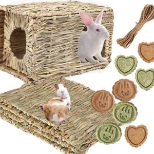 QHZAHNG Bunny Grass House,Natural Handmade Edible Foldable Comfortable Grass nest for Rabbits，Bunny, Guinea Pig, Little Animals, Play Paradise Grass Nest。 (B)