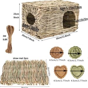 QHZAHNG Bunny Grass House,Natural Handmade Edible Foldable Comfortable Grass nest for Rabbits，Bunny, Guinea Pig, Little Animals, Play Paradise Grass Nest。 (B)