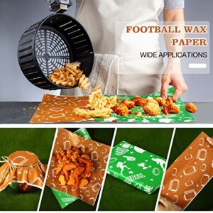 Pajean 100 PCS Football Py Supplies 1.1 lb 50 Paper Food Trays Serving Boats with Grease Resistant Liner Papers Waxed Deli Sheets for Birthday Sport Game Favors Decorations