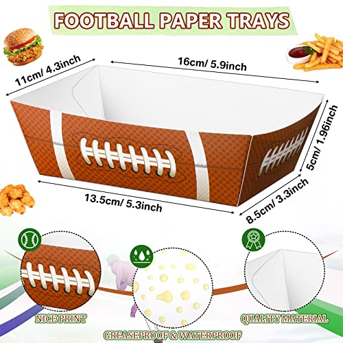 Pajean 100 PCS Football Py Supplies 1.1 lb 50 Paper Food Trays Serving Boats with Grease Resistant Liner Papers Waxed Deli Sheets for Birthday Sport Game Favors Decorations