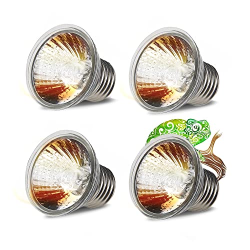 UVA UVB Reptile Light 4 Pack 50W UVB Bulb for Reptiles and Amphibian Terrariums for Turtle Sun Basking Heat Lamp and Cages Works with Various Lamp Fixtures Come with UV Test Card