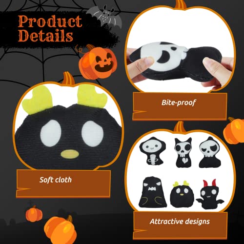 YHomU Cat Catnip Toys Horrible Ghost Cat Chew Toy Bite Resistant Catnip Toys Set of 6 Ghost Monster 2-Sided Catnip Filled Teething Chew Toys Pet Gift for Kitten Cats (Black)